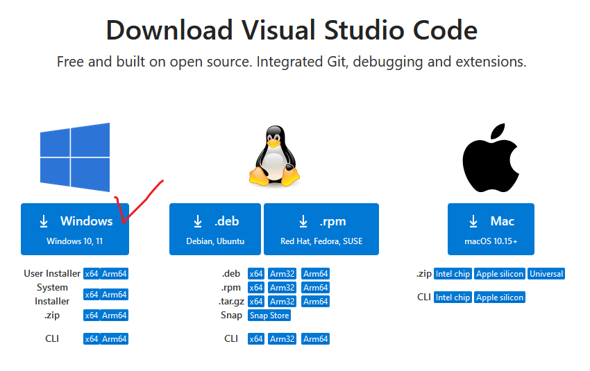 Windows, Linux ҳәм macOS ушын Visual Studio Code жүклеў бетлери