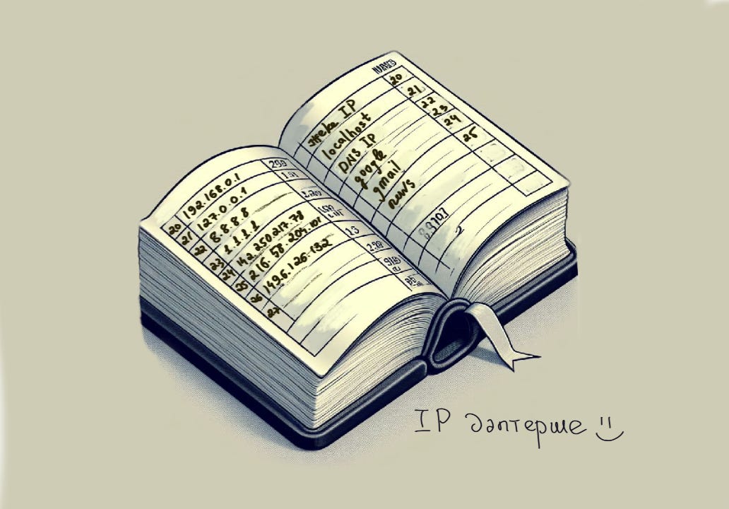 Вебсайт атлары ҳәм IP мәнзиллер жазылған дәптерше